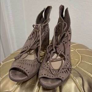 Vince Camino Women's Brown Lace-Up Peep Toe Shoes